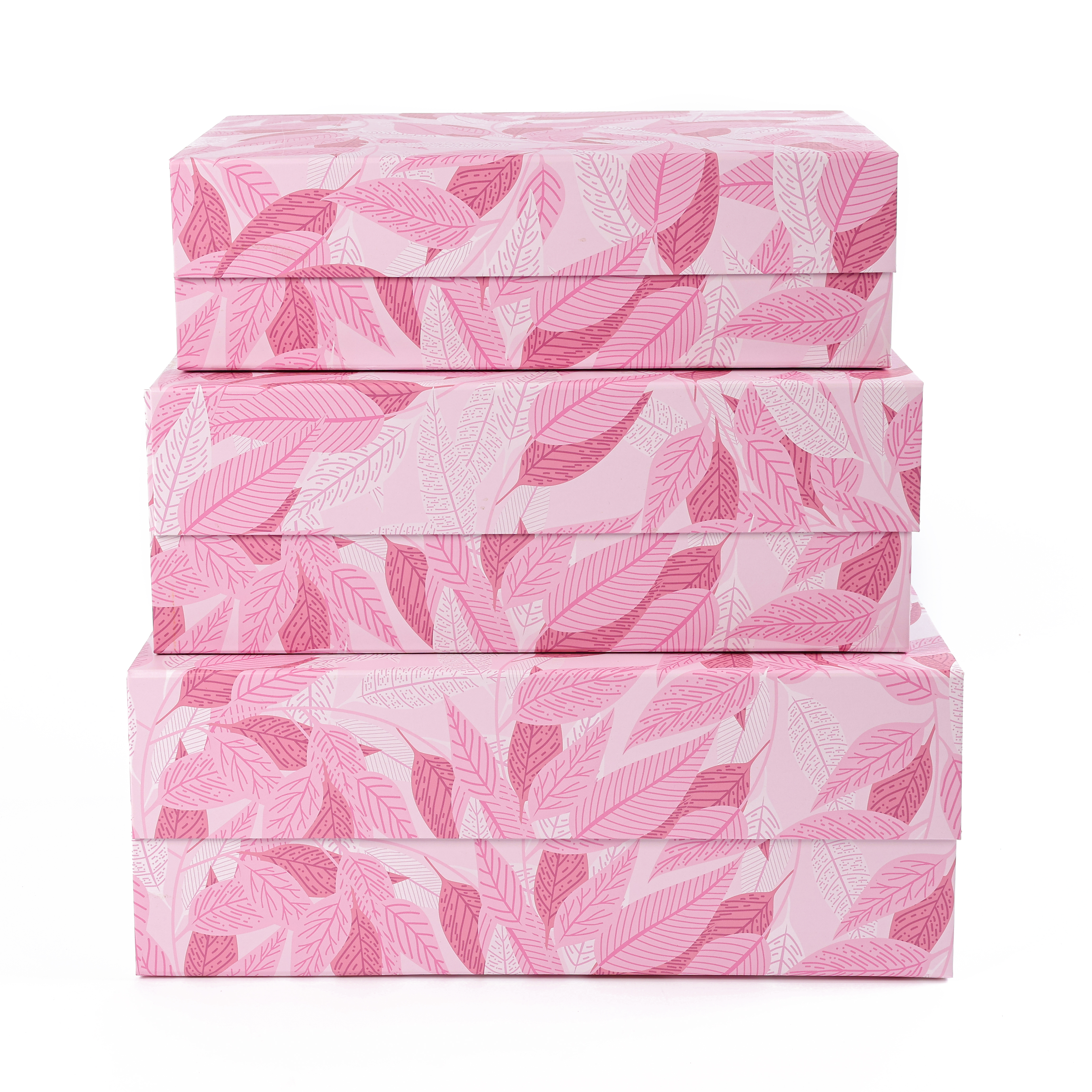 Simple Pink Leaf Gift Paper Box GB004